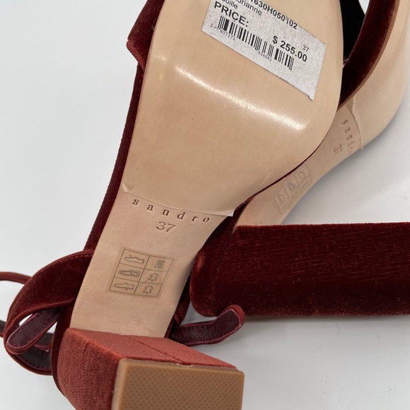 New Sandro Paris 38/US 8 Velvet Heel Sandals Shoe - Picture 14 of 15